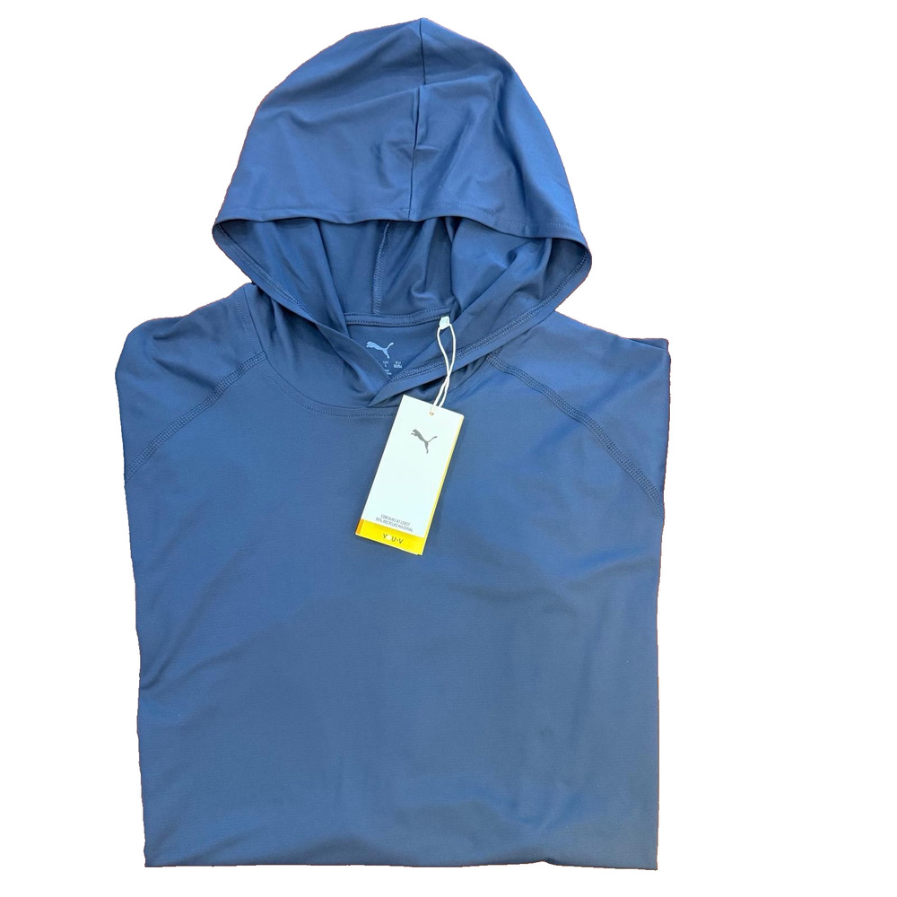PUMA Men's YouV Brr Golf 1/4 Zip Pullover Size M NWT UPF Protection Crystal Blue
